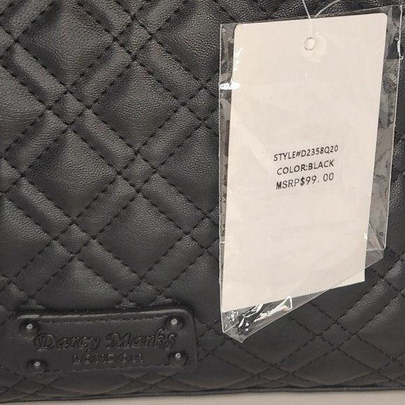 Darcy Mark's London Black Quilted Vegan Leather Satchel - NWT - Picture 4 of 9